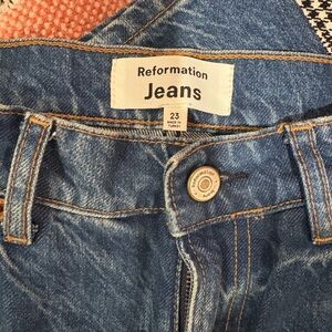 Reformation Lanier High Rise Straight Jeans in Blue